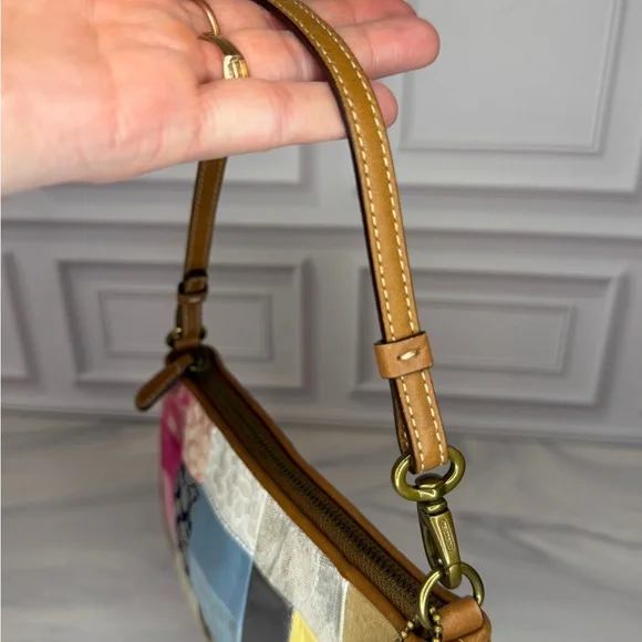 Coach Multicolor Patchwork Shoulder Bag with Tan Leather Trim | Y2K - Picture 6 of 11